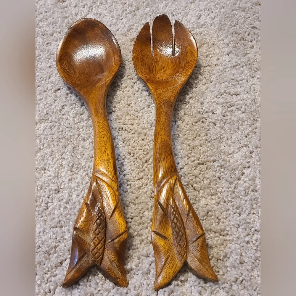 Handcrafted Wooden Salad Server Set